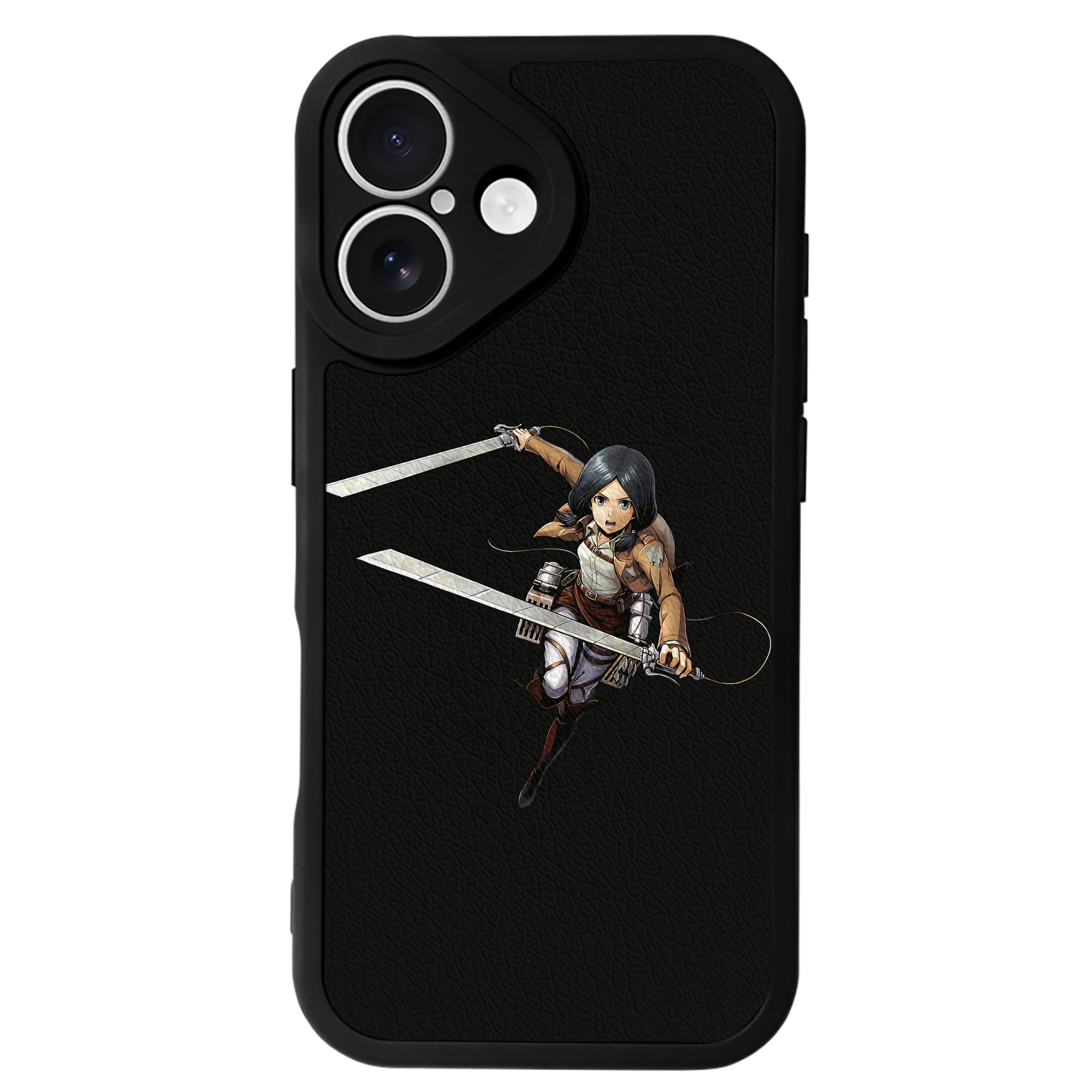 （画像用） 進撃の巨人 ミカサ·アッカーマン Attack on Titan Mikasa Ackerman 【iPhone 16シリーズ対応】シリコンスマホケース（レザー調） 材質：シリコン
